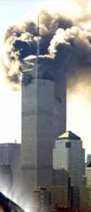 Picture of the burning Twin Tower in New York City caused by the September 11 Attack