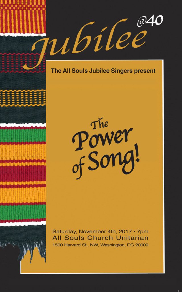 The cover of the Jubilee Singers 40th Anniversary Program: The Power of Song!