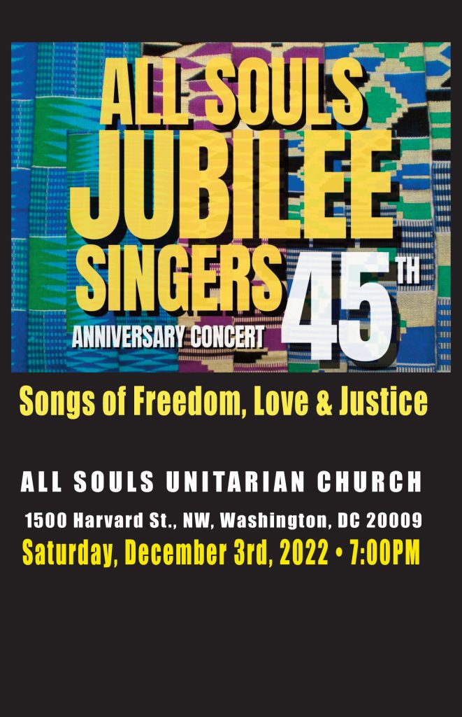 Jubilee Singers 45th Anniversary Concert Program Cover. Songs of Freedom, Love, & Justice