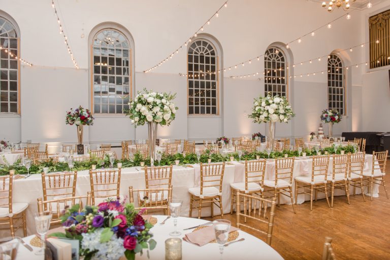 Pierce Hall, wedding reception setup